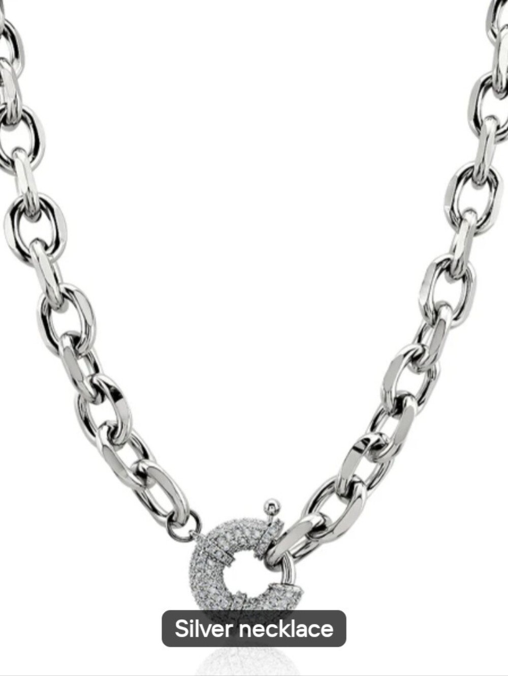 🩶🩶NEW🩶🩶 GORGEOUS!! 18KT GOLD Plated/SS Chunky OLink & CZ LG Clasp Necklace